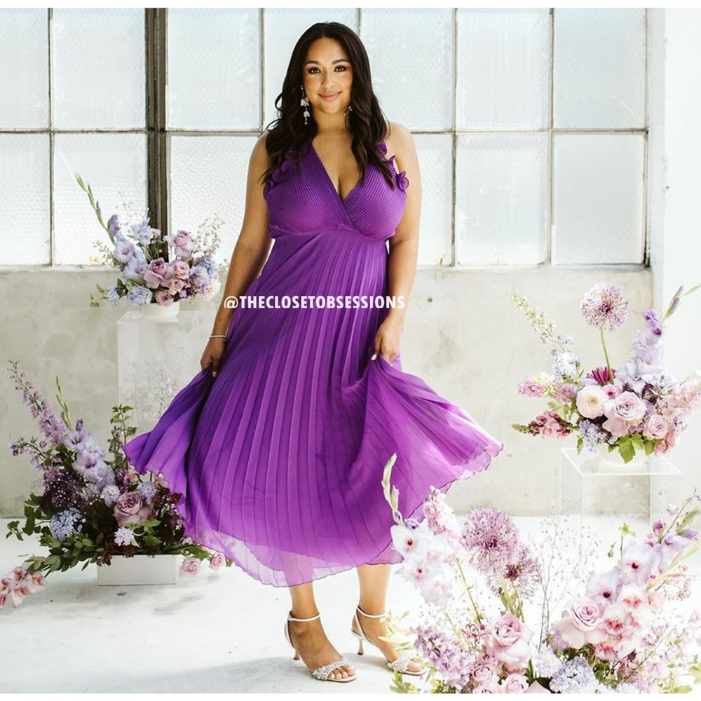 ZARA Purple Pleated Midi Dress NWT Wedding Guest Garden Party M - Picture 10 of 16
